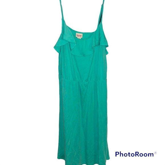 Layered Top Fit & Flare Dress in Black and Teal - Picture 2 of 2